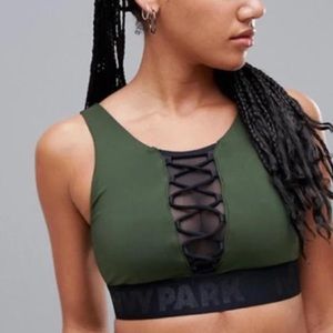 IVY PARK Mesh Lace Up Sports Bra